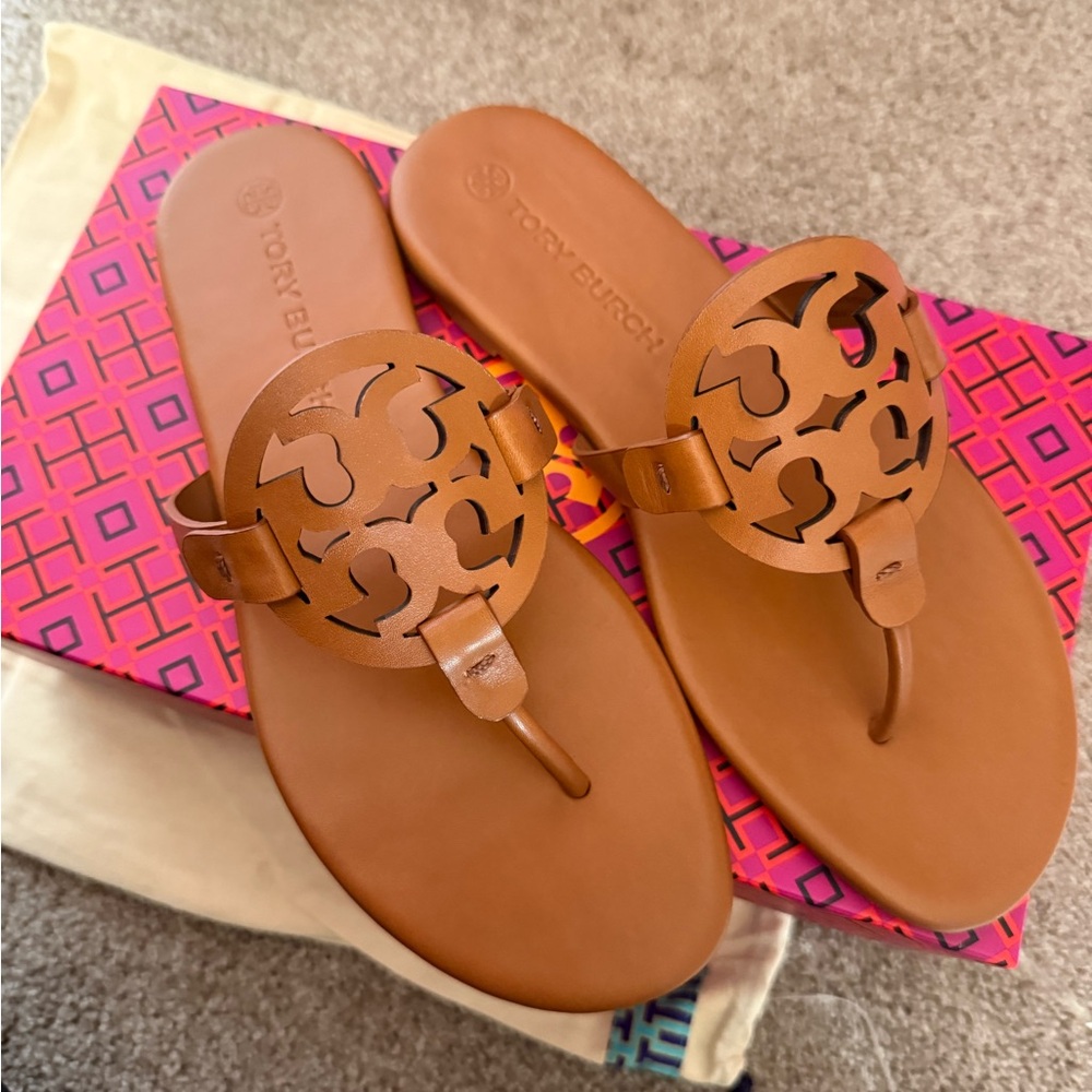 New tory burch miller calf leather sandals in Millie/ bourbon color - Picture 5 of 9